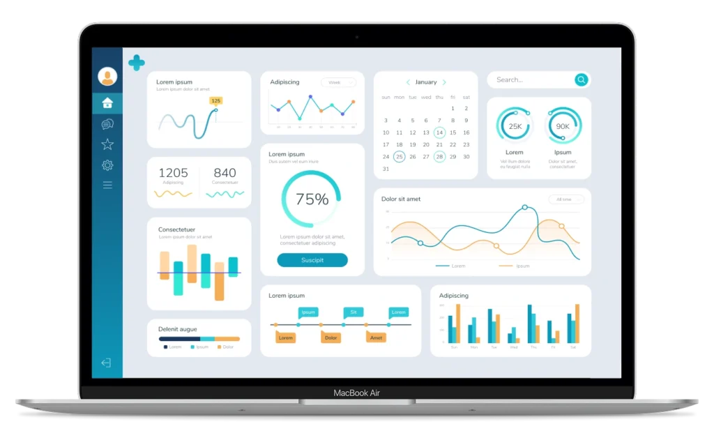 Analytics showing on the screen of ClinicianCore